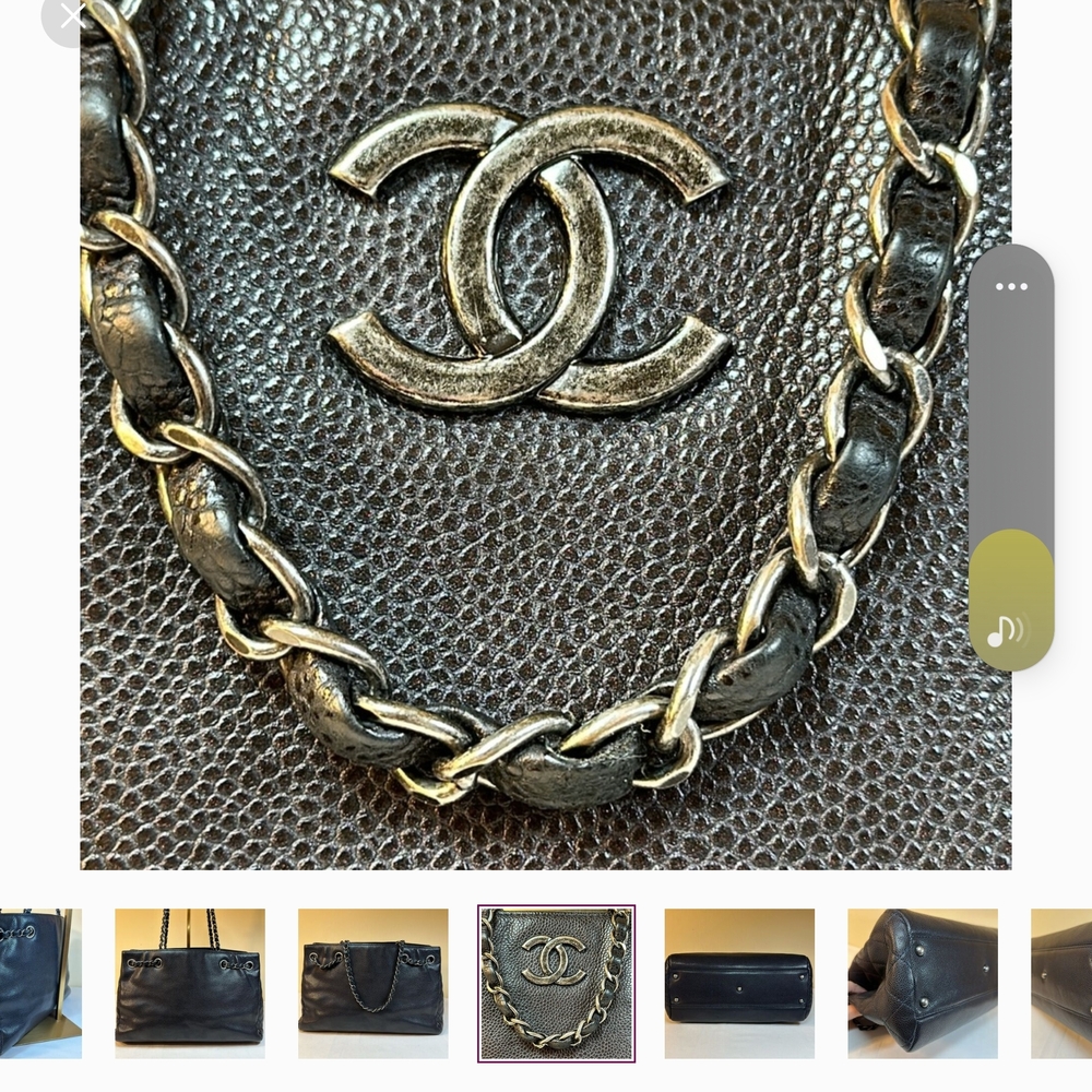 CHANEL Black and Silver Shoulder Bag with Iconic Chain